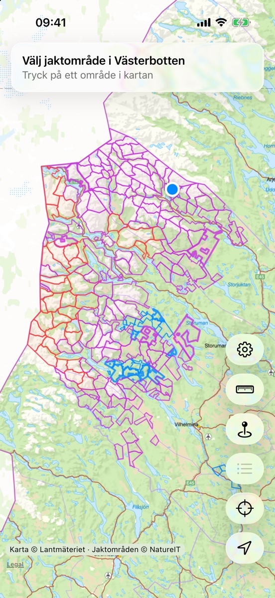 Alla jaktområden i Västerbotten med bannern Välj jaktområde i Västerbotten.